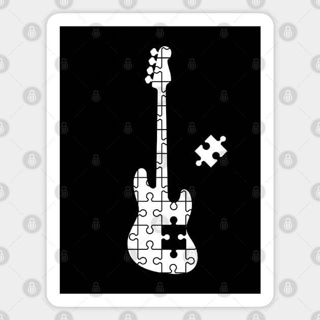 Puzzle Bass Guitar Silhouette Magnet by nightsworthy